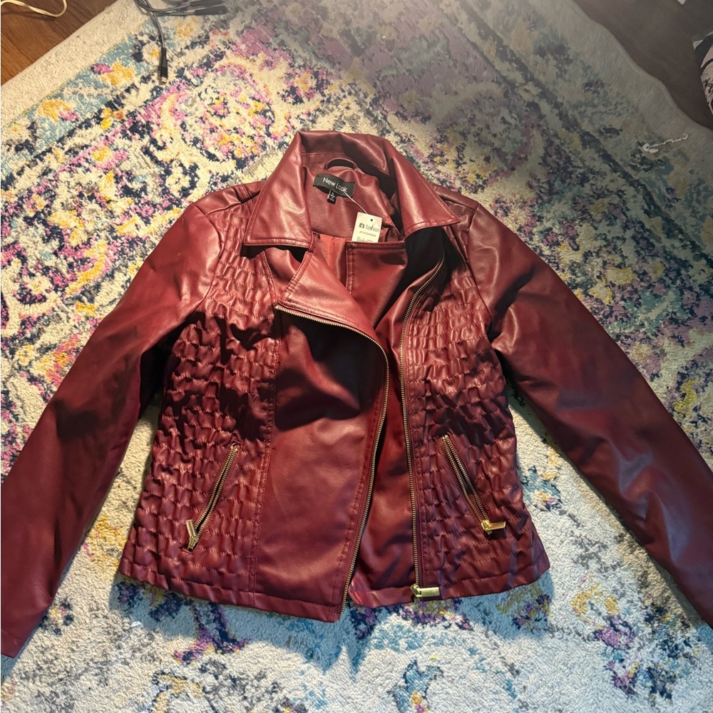 New Look Deep Red Leather Jacket